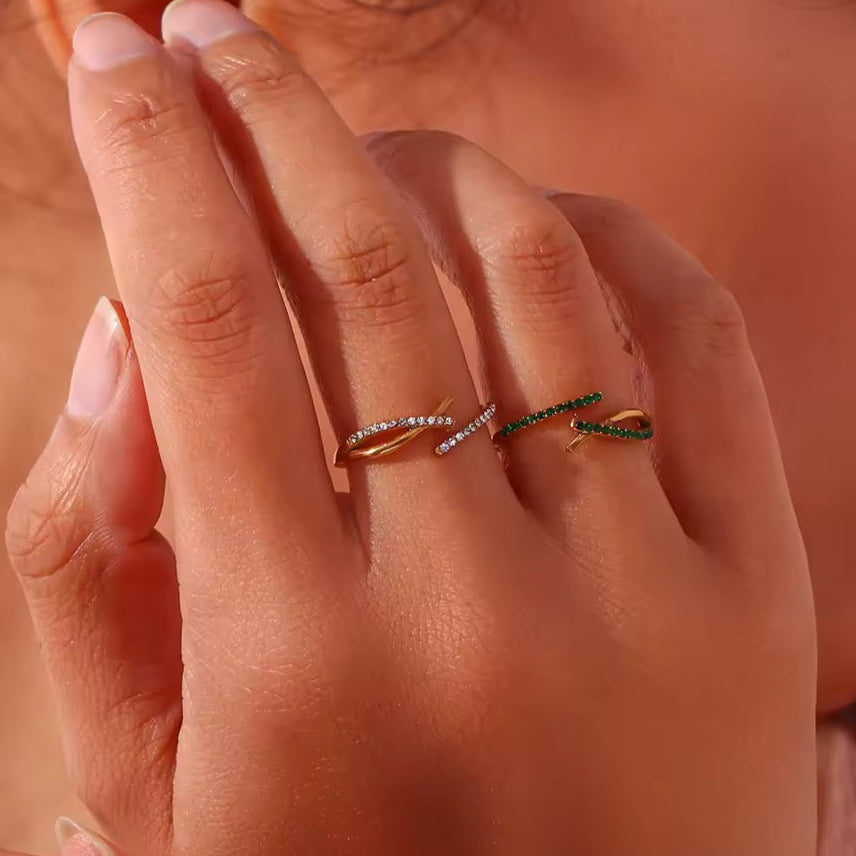 Crystal Zircon Adjustable Ring