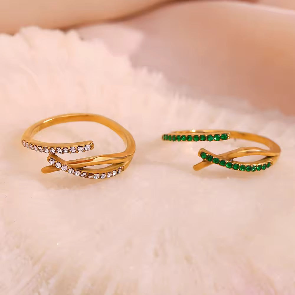 Crystal Zircon Adjustable Ring