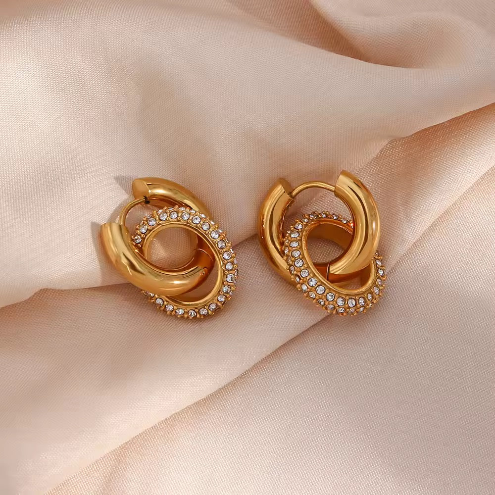 Chunky CZ Double Hoop Earrings
