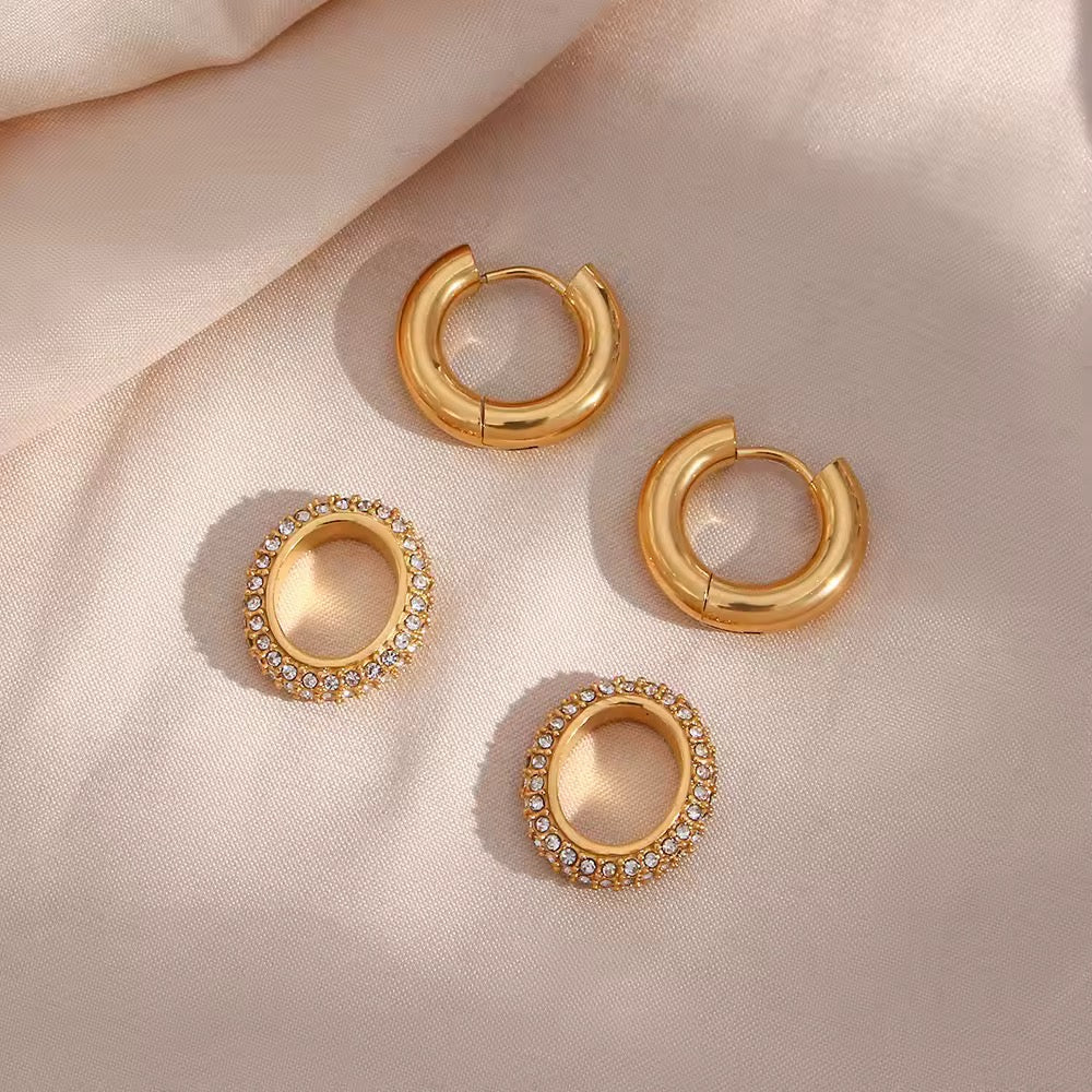 Chunky CZ Double Hoop Earrings
