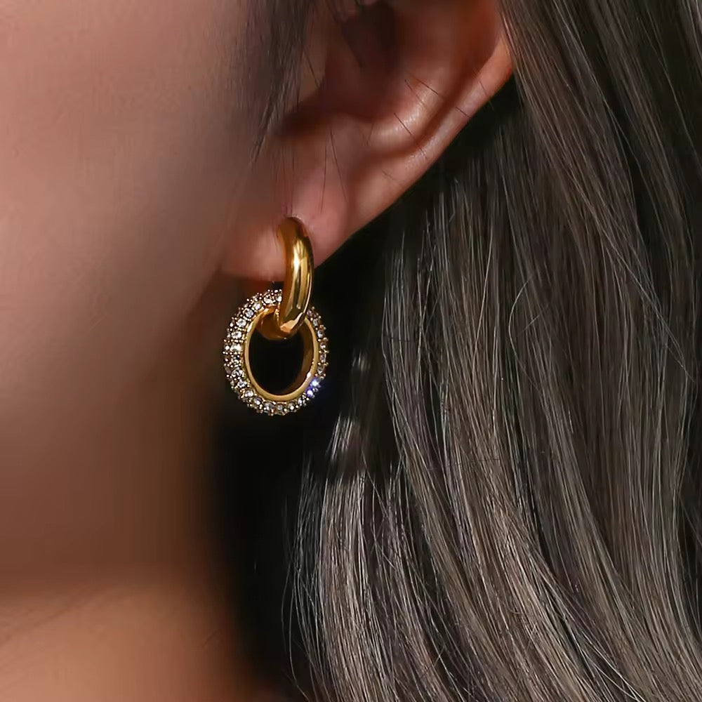 Chunky CZ Double Hoop Earrings