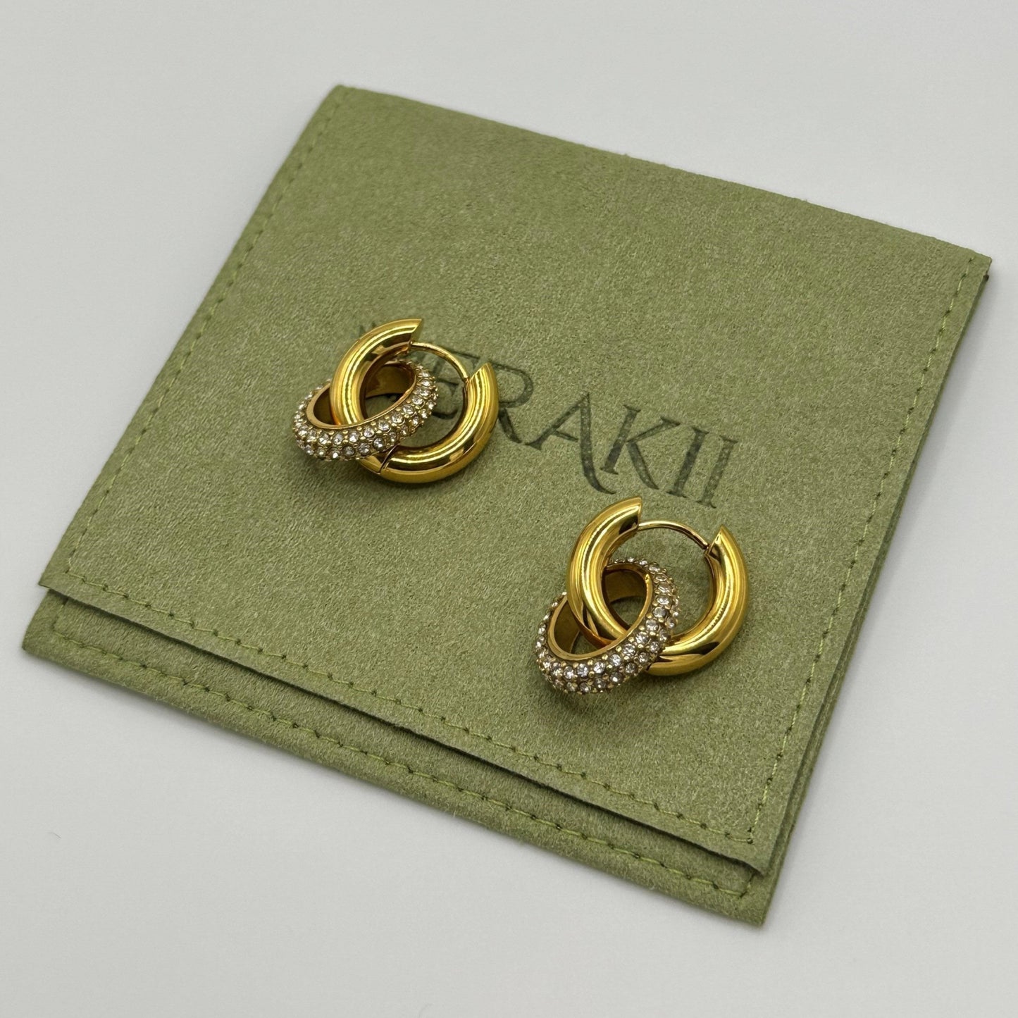 Chunky CZ Double Hoop Earrings